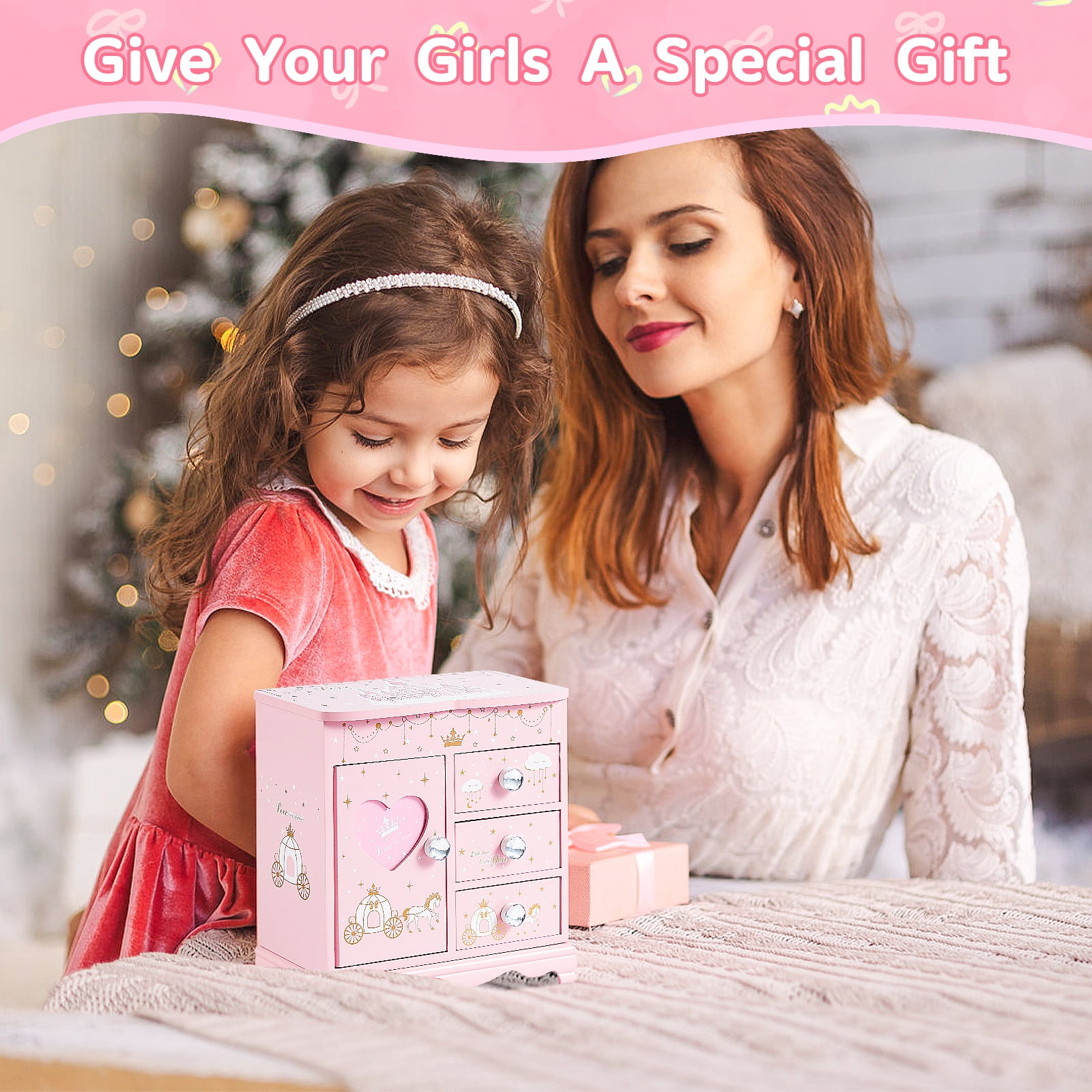 Vlando Kids Musical Jewelry Box For Girls With Drawer...