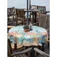 thumbnail image 2 of Outdoor Tablecloth with Umbrella Hole for Patio/Picnic/Party/Camping, Coastal Beach Waterproof Table Cloth Round Cover Washable, Ocean Wave Summer Sea Starfish Coral Teal Beige (Dia 54"), 2 of 8