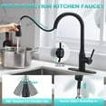 thumbnail image 4 of Sunrinx Pull Down Kitchen Faucet Matte Black, 3 Spray Modes, 360° Swivel Stainless Steel Sink Faucet, 4 of 10