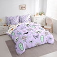 thumbnail image 2 of Homewish Goth Coffin Skull Twin Bedding for Kids, Lavender Rose Butterfly Bat Bedding Comforter Set, Halloween Reversible, 7pcs, 2 of 7