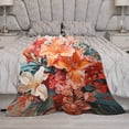 thumbnail image 5 of Throw Blanket Summer Floral Red And Emerald Velvet Flannel Blanket Tropical Hibiscus Flowers Flannel Blanket for Home for Couch Bed Unique Ideas Girls Boys 50"x60", 5 of 8