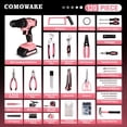 thumbnail image 2 of Caja de herramientas con taladro de 20 V COMOWARE, juego de herramientas de 120 piezas, color rosa, 2 of 7