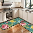 thumbnail image 3 of Kitchen Rugs Sets Of 2,Pioneer Flower Floral Print Pattern Anti Fatigue Kitchen Mat Rugs Non Slip Washable,Decorative Kitchen Floor Mats for Kitchen,Sink,Laundry,17"x47"+17"x47", 3 of 5