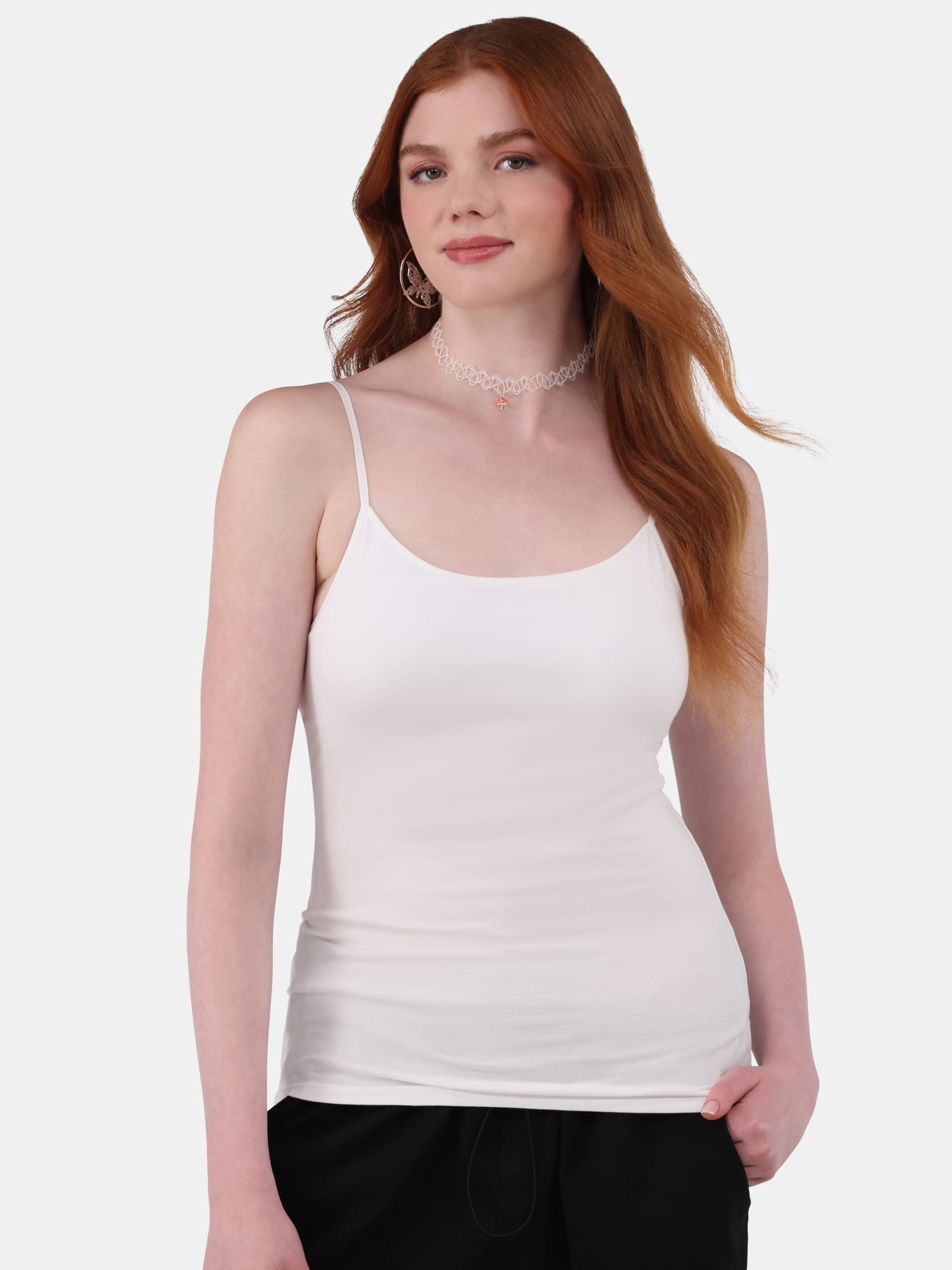 No Boundaries Women's Plus Shelf Bra Cami Top with Adjustable