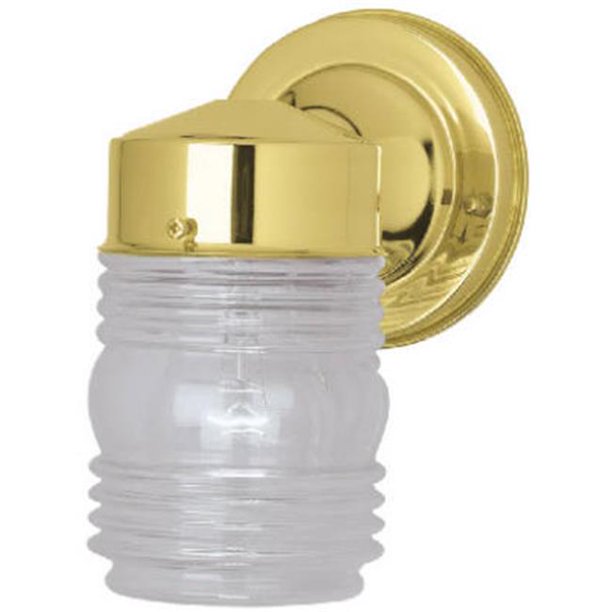 66884 Single Lamp Jelly Jar Wall Fixture Polished Brass Finish