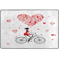 thumbnail image 4 of SKYSONIC Girl Red Heart Bike Non-Slip Area Rug, Valentine Day Floor Carpet Comfort Floor Mats Decor for Indoor Front Porch Living Room Bedroom Kitchen, 36"x24", 4 of 5