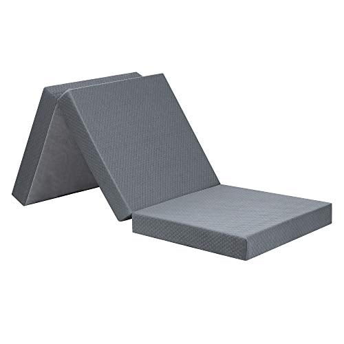 Olee Sleep Tri-Folding Memory Foam Topper, 4", Gray, Single size, Play Mat, Foldable bed, Guest beds, Portable bed