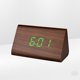 thumbnail image 3 of Triángulo moderno LED Reloj despertador de madera Clásico Termómetro de reloj de escritorio de control de sonido digital (Madera marrón y luz verde), 3 of 4