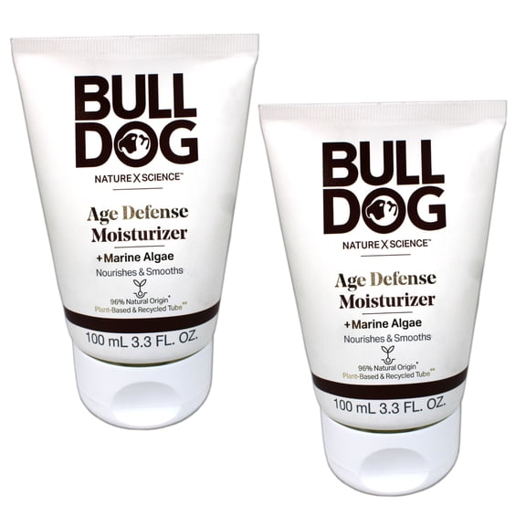 BULLDOG Mens Skincare and Grooming Age Defense Moisturizer, 3.3 Fluid Ounce - Pack of 2