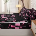 thumbnail image 5 of Homewish Modern Geometric Plaid Zipper Twin Comforter Sets with Fitted Sheet and 2 Pillowcases,Light Pink Zipper Bedding Set,Black Reversible,4pcs, 5 of 8
