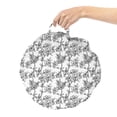 thumbnail image 2 of Floral Vintage Round Floor Cushion with Handle, Monochrome Illustration of Branches with Flowers and Leaves, Decorative Pillow for Living Room & Dorms, 18" Round, Charcoal Grey and White, by Ambesonne, 2 of 4
