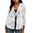 thumbnail image 5 of Aboser Womens Lace Corchet Shrugs Plus Size Open Front Cardigan Lightweight Long Sleeve Shrug Cardigans Cozy Soft Boleros Elegant Cover Ups, 5 of 9