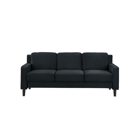 Contemporary Fabric 3-Seater Sofa for Small Space, Bedroom, Apartment, Studio, Black