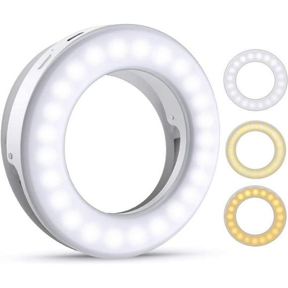 Selfie light, selfie light mobile phone, ring light mobile phone, 40 LED ring light with 3 stuff brightness, USB rechargeable selfie ring light, for all mobile phone / tablet / laptop and photos