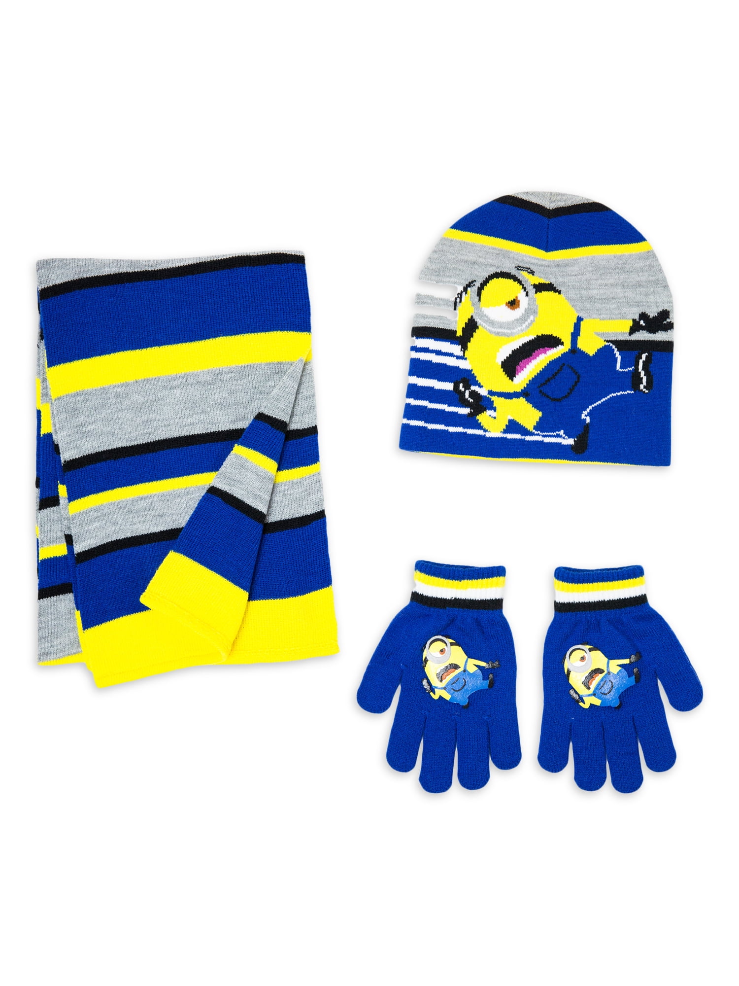 Boy's Minions hat, glove, and scarf set