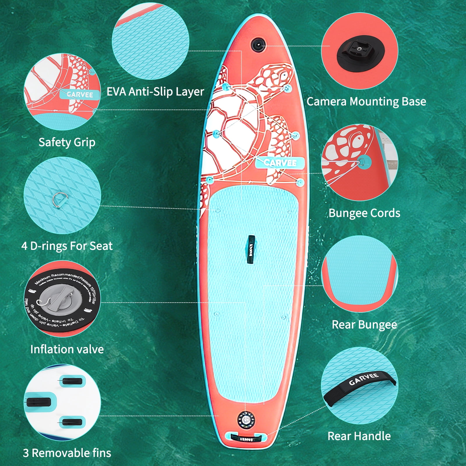 11'5" Inflatable Stand Up Paddle Board with Premium SUP Accessories, Anti-Slip EVA Deck, Built-in Camera Mount, Wide & Stable Design Paddle Boards for All Skill Levels