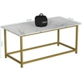 SAYGOER White Faux Marble Coffee Table Simple Modern Rectangular Coffee