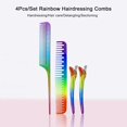 thumbnail image 3 of Yeacher 4Pcs/Set Hairdressing Combs Rainbow Massage Comb Set Fine and Wide Tooth Comb Rat Tail Comb with 2PCS Duckbill Clips, 3 of 7