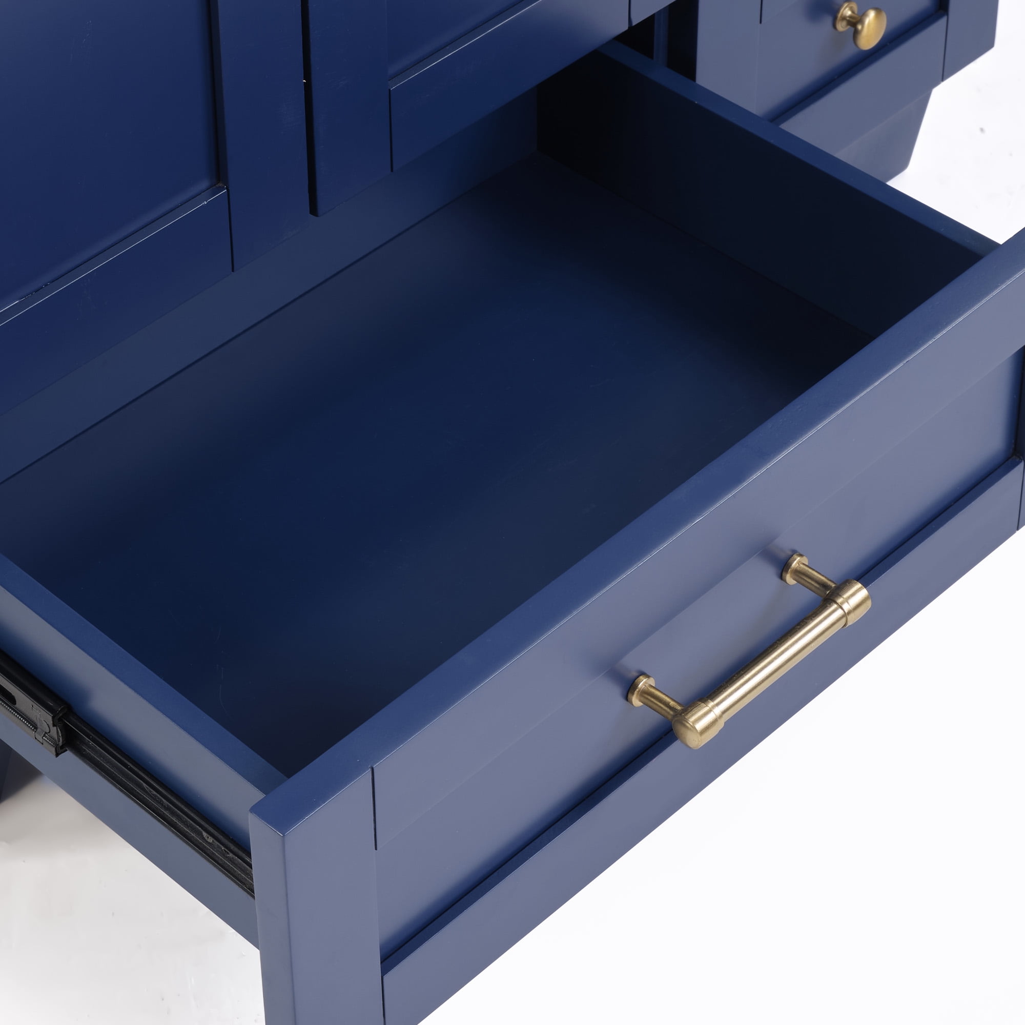 Bathroom Vanity, Vanity with Sink, Storage Vanity 30 Inch with Integrated Ceramic Sink Soft Close Drawers Multi Tier Storage Solid Wood Frame for Bathroom, Blue
