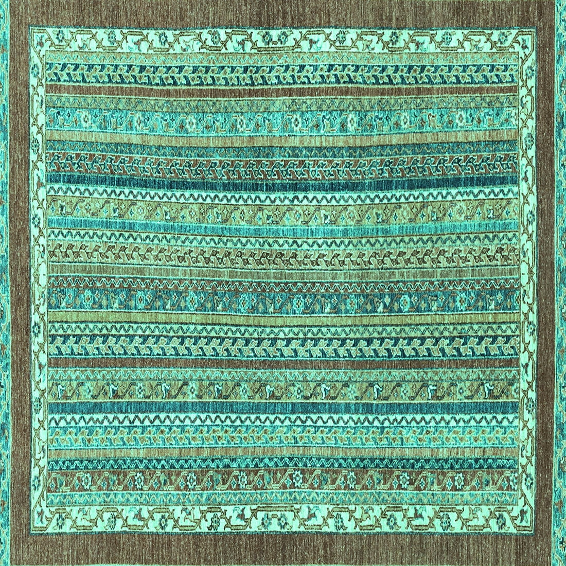 Ahgly Company Indoor Square Abstract Turquoise Blue Modern Area Rugs, 6 ...