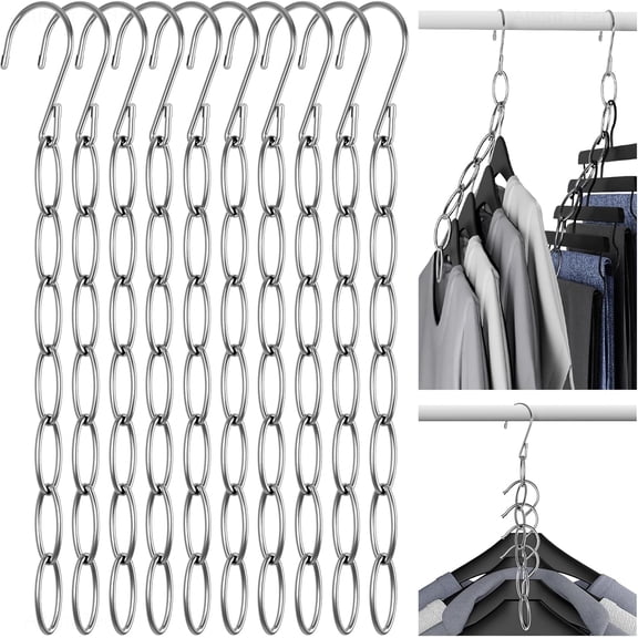 10-Pack Space Saving Hangers, 7-Loop Metal Closet Organizer