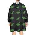 thumbnail image 2 of Wearable Oversized Blanket,Black Dinosaurs Neon Pattern Wearable Blanket Hoodie for Adults,Cozy Hooded Blankets with Super Pockets,Super Warm Fuzzy Pullover for Women & Men, 2 of 6