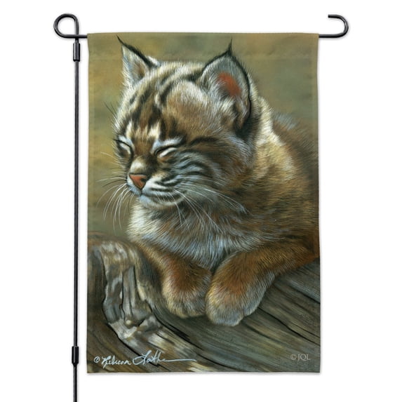 Baby Young Bobcat Kitten Garden Yard Flag