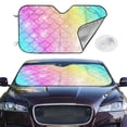 thumbnail image 3 of Lsque Fish Scale Car Windshield Sun Shade | Accordion Folding Style Auto Shade for Car Truck SUV Van | Blocks UV Rays Sun Visor Protector | Medium, 3 of 7
