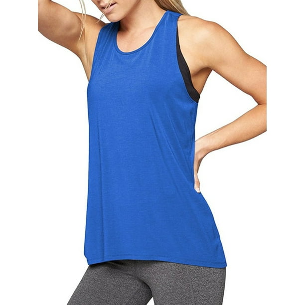 MAWCLOS Women Tank Tops Active Workout Athletic Tanks Casual Yoga  Sleeveless Exercise Crop Sport Top Shirts Colorful blue XL