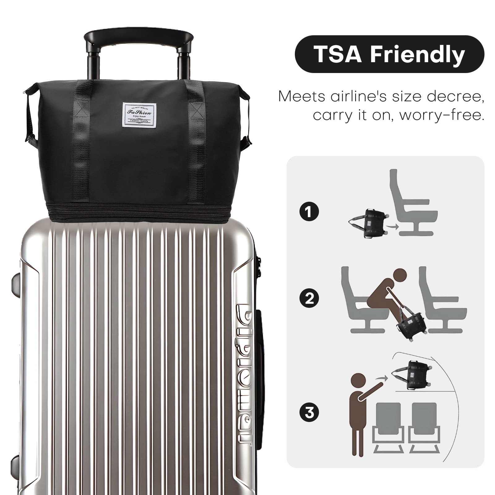 Expandable Rolling Travel Bag With 360° Detachable Wheels Foldable Luggage Bag Waterproof Carry On Overnight Tote For Home Storage Gym Moving Camping
