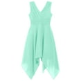 thumbnail image 5 of Linjinx Kids Flower Girls Chiffon V Back Wedding Bridesmaid Dress Asymmetric Hem Pleated Waist Mint Green 16, 5 of 7
