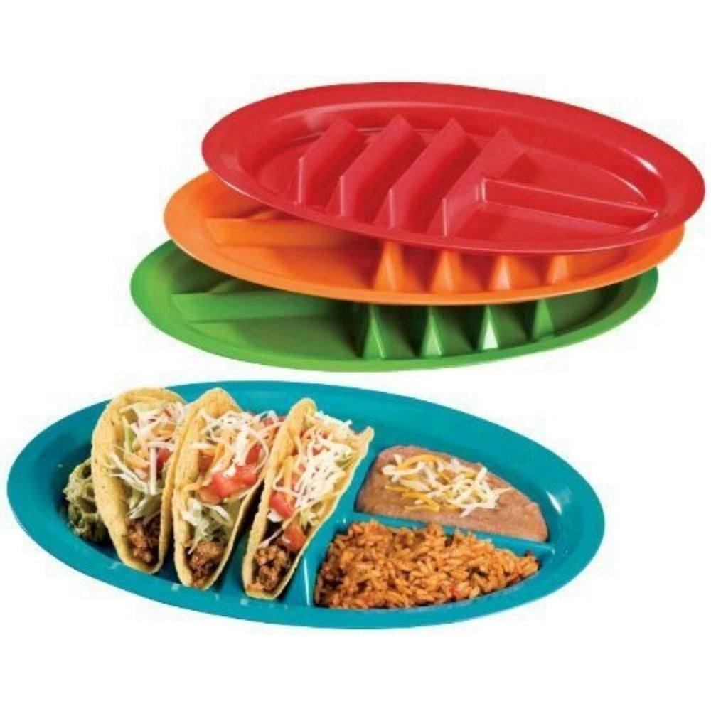 The Taco Plate Multicolored Set of 4, Official Plate of Family Taco