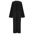 thumbnail image 5 of YUGYXL Women 2 Piece Tracksuits Outfits Loungewear Sets Solid Linen Loose Cardigan Suits and Elastic Waist Pants Casual Suit Black M, 5 of 6