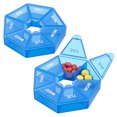 thumbnail image 4 of Bewildely Paquete de 2 pastilleros, 7 rejillas de almacenamiento, pastillas diarias, tableta, dispensador de dulces, caja organizadora portátil de viaje Almacenamiento y organización del hogar Azul Bewildely HA003873-02, 4 of 6