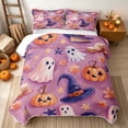 thumbnail image 2 of Erosebridal Kawaii Wizard Ghost Quilt Full, Happy Halloween Pumpkin Bat Full Bedspread Sets for Girls, Bubblegum Pink, 3-Piece 1 Coverlet and 2 Pillowcases, 2 of 7