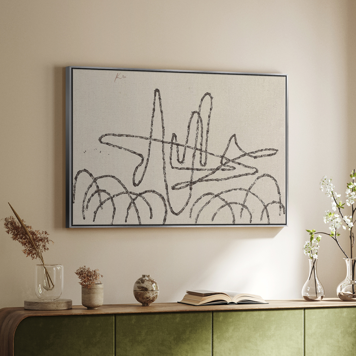 Vintage Sketch-XXII By Wexford Home Framed in Silver Wood Gallery Wrapped Canvas 27 in. x 41 in.