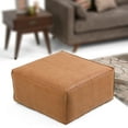 thumbnail image 3 of Simpli Home Brody 30 inch Wide Boho Square Coffee Table Pouf in Distressed Brown Vegan Faux Leather, 3 of 9
