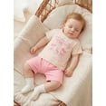 thumbnail image 3 of BemeyourBBs Newborn God Says I Am Toddler Baby Girl Summer Outfit Kids Baby Girl Christening Clothes Short Sleeve Bow Print T-Shirt and Pockets Shorts Set, 3 of 9