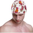 thumbnail image 2 of FYBTO Swimming Cap Classic Red Rooster Butterfly Flowers Unisex Adult FYBTO Polyester, 2 of 4