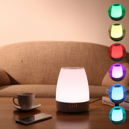 Clock Lamp Intelligent Wake-up Night Light Alarm Clock with Touch Sensor, Bedside Lamp, 8-Natural Sounds, Built-in bluetooth Player Multicolor Dimmable Lamp ()