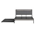 thumbnail image 4 of Paproos Queen Bed Frame with Trundle Included, New Upgraded Metal Platform Bed with Sockets and USB Ports, Queen Size Bed with Upholstered Headboard and Twin Size Trundle, No Box Spring Needed, Black, 4 of 11