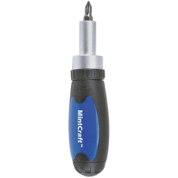 Mintcraft 900063 Ratchet Screwdrivers, 6-In-1 Stubby, Cushioned Handle