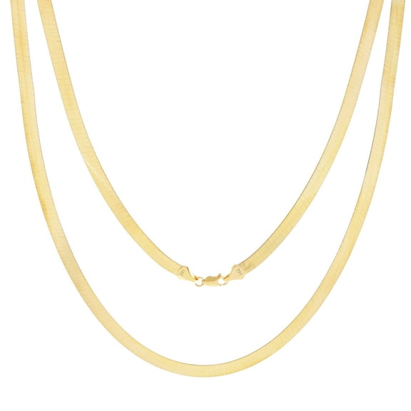 Nuragold 14k Real Yellow Gold Solid Herringbone Flexible 5mm Chain Necklace (14"-24") Italian Jewelry for Men & Women
