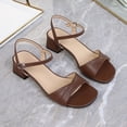 thumbnail image 4 of hoksml Women's Square Toe Block Heel Sandals, Adjustable Ankle Strap Dress Shoes, Multicolor, 4 of 9