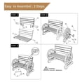 thumbnail image 5 of YfulYde Outdoor Bench Wooden Patio Porch Bench Wagon Wheel Design Rustic Bench for Garden,Porch,Yard(45" Lx21 Wx32 H), 5 of 5