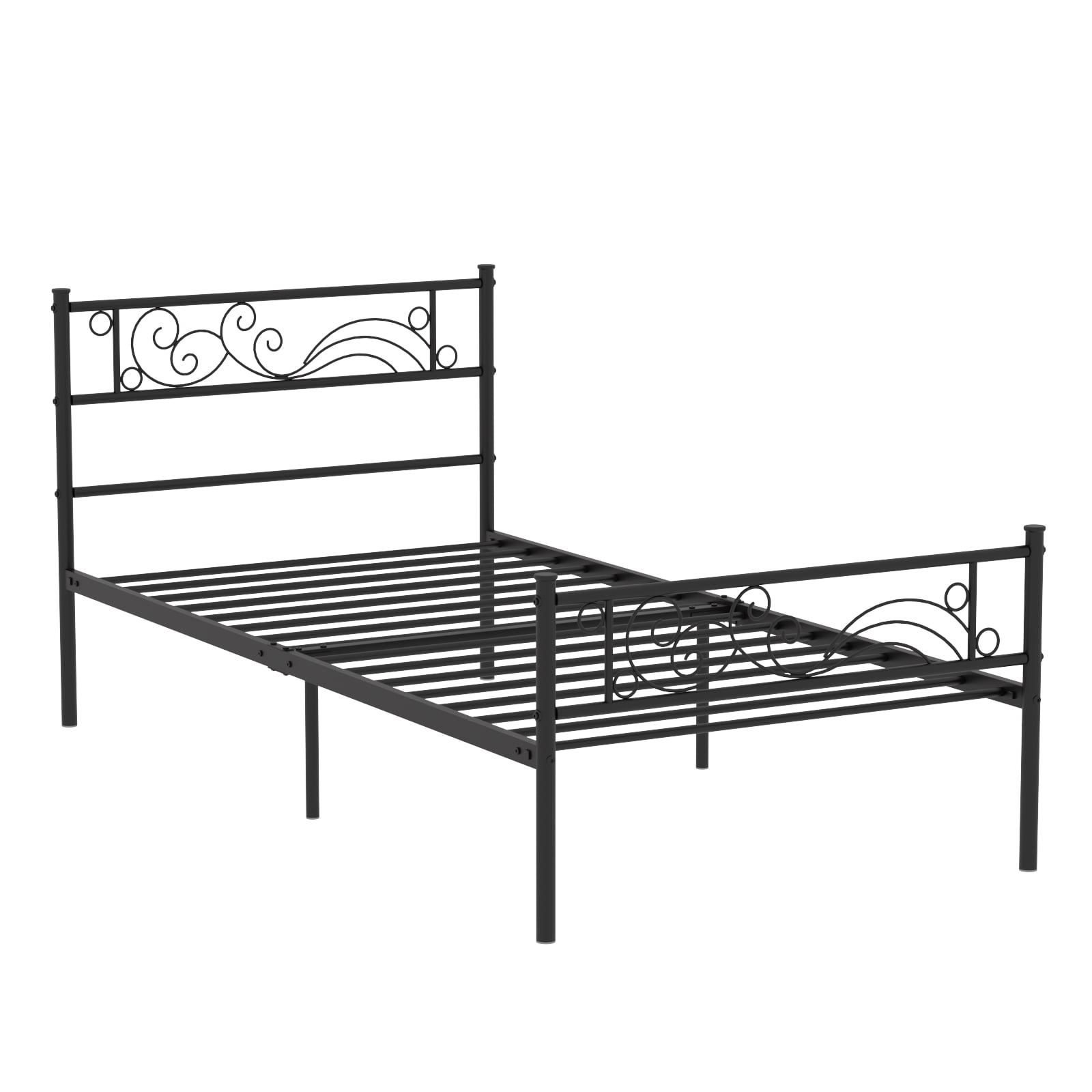 Yoneston Twin Size Metal Platform Bed Frame with Headboard Footboard for Kids Room,  Black