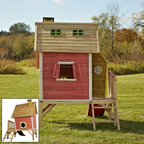 Swing N Slide Hide And Slide Wooden Playhouse With Slide