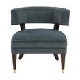 thumbnail image 2 of CoSoTower Elegant Style Accent Chair Dark Gray Velvet Upholstery Barrel-Back Solid Wood Luxury Living Room Furniture 1PC, 2 of 6