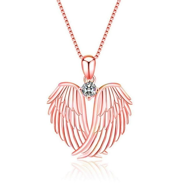Minnieouse Collar de aleación, joyería para niña, regalo de cumpleaños, accesorios de aniversario a prueba de herrumbre, alas de Ángel, colgante Ropa, zapatos y accesorios Miscelánea Rosa roja Minnieouse AP006772-03