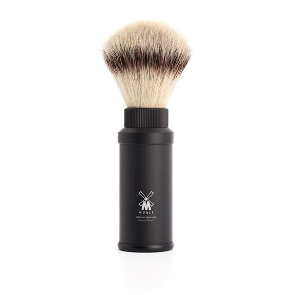 MÜHLE Travel Black Aluminum Silvertip Fibre Men's Shaving Brush,